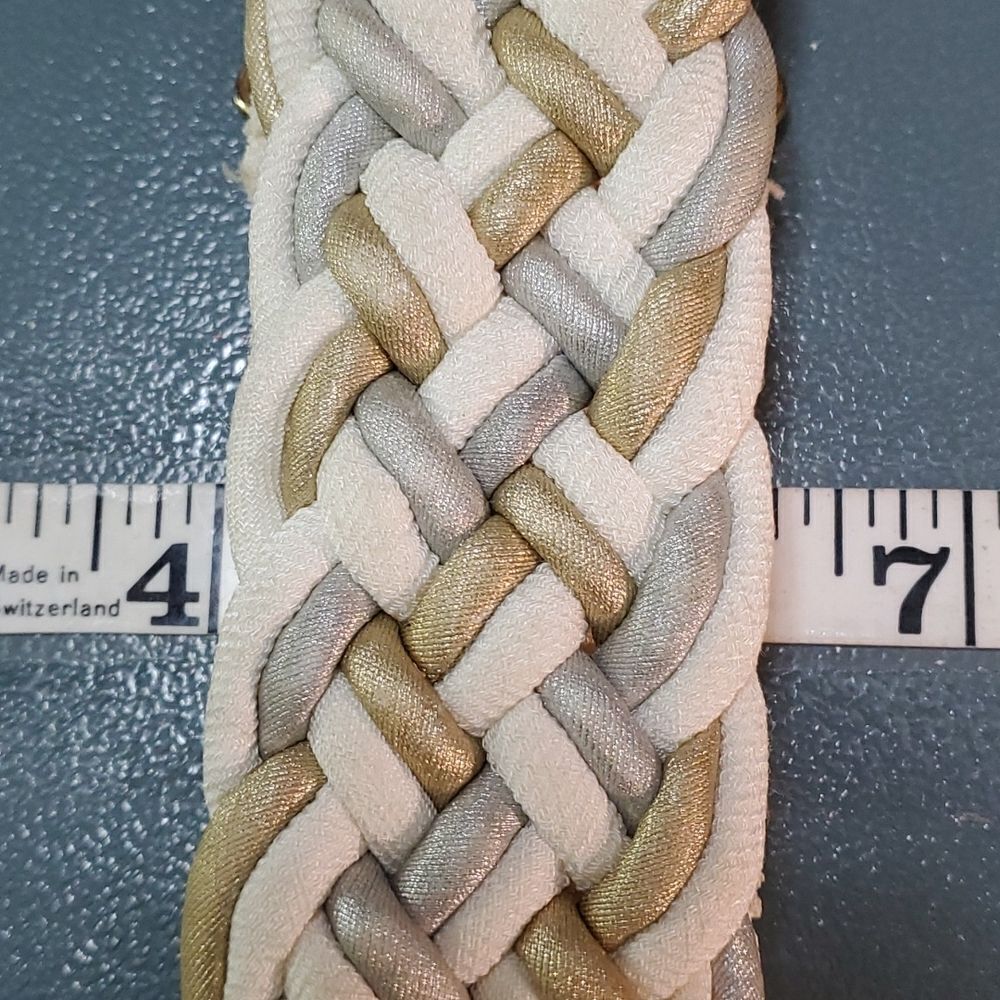 Great vintage cloth weaved belt. White. Silver and gold. Will go with everything - Picture 5 of 5